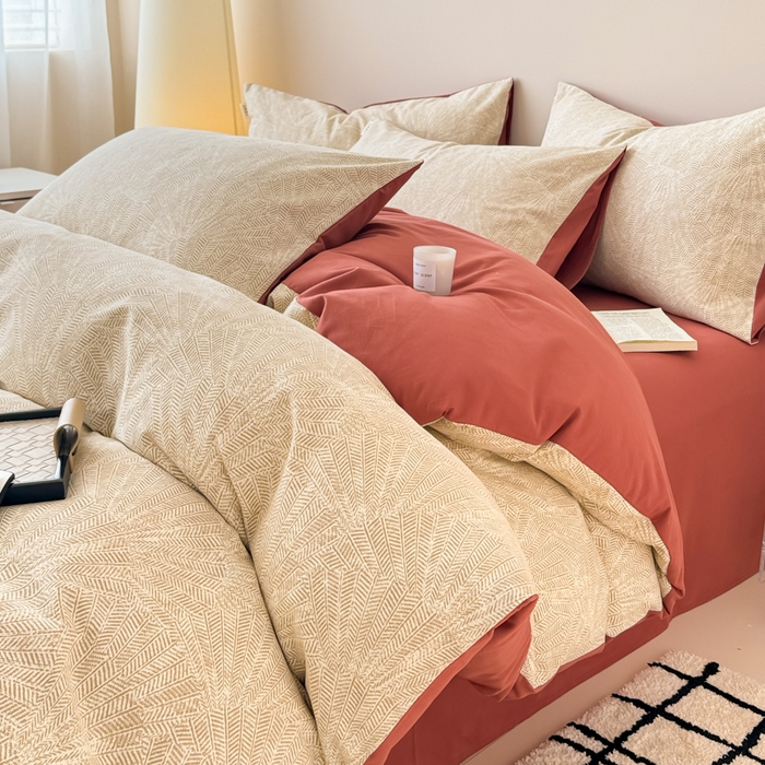 91家纺网 家纺一手货源 找家纺 女子家纺 2026新款40支斜纹全棉磨毛印花四件套 瑞彩