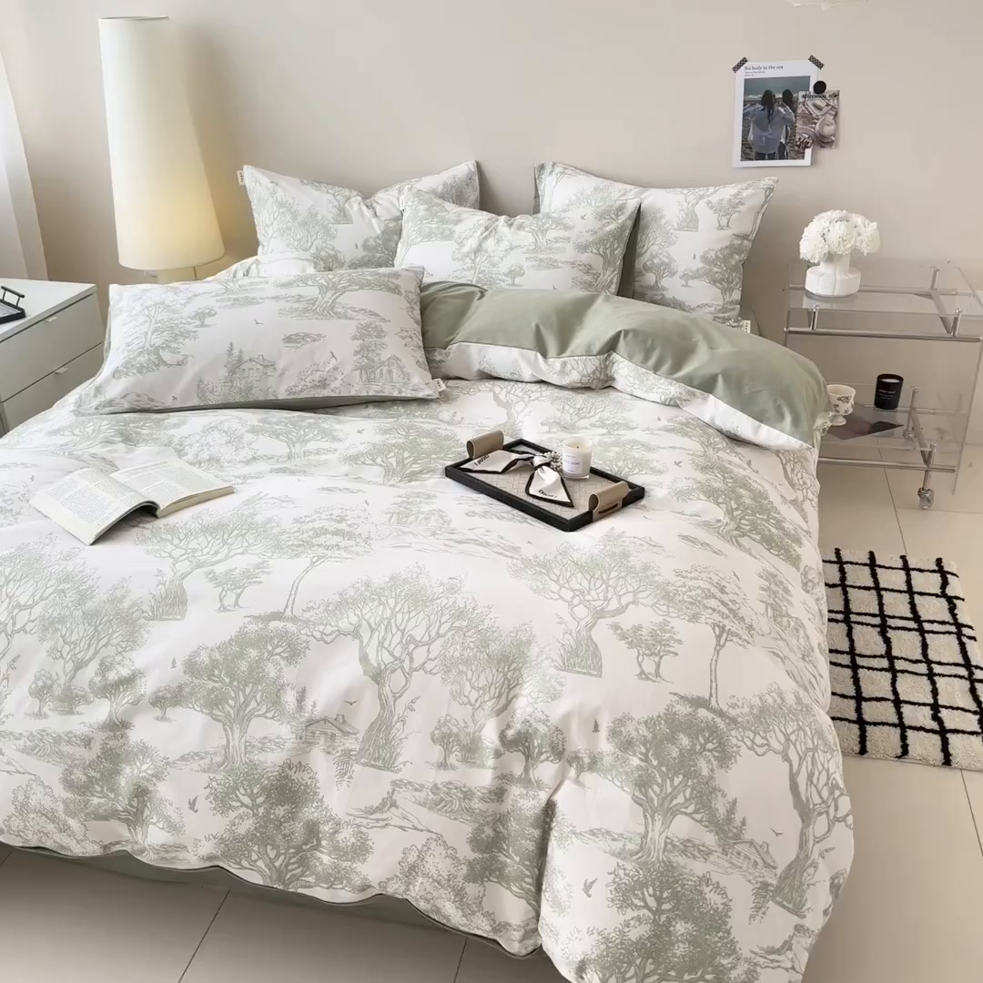 91家纺网 家纺一手货源 找家纺 （总）女子家纺 2026新款40支斜纹全棉磨毛印花四件套