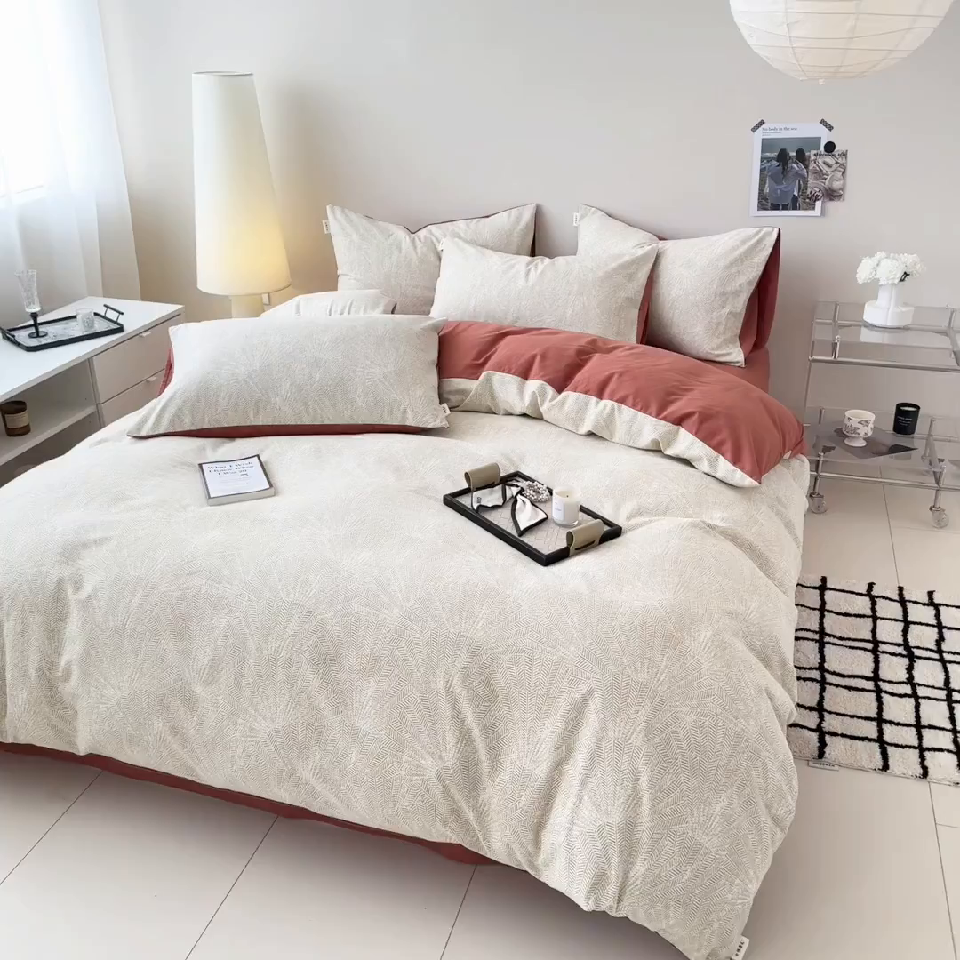 91家纺网 家纺一手货源 找家纺 女子家纺 2026新款40支斜纹全棉磨毛印花四件套 瑞彩