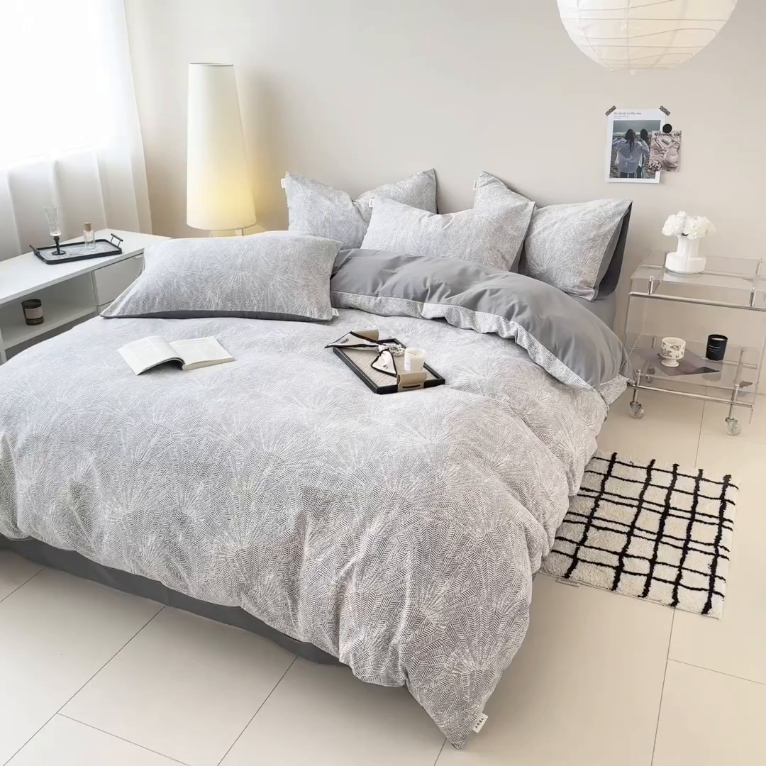 91家纺网 家纺一手货源 找家纺 女子家纺 2026新款40支斜纹全棉磨毛印花四件套 灵犀