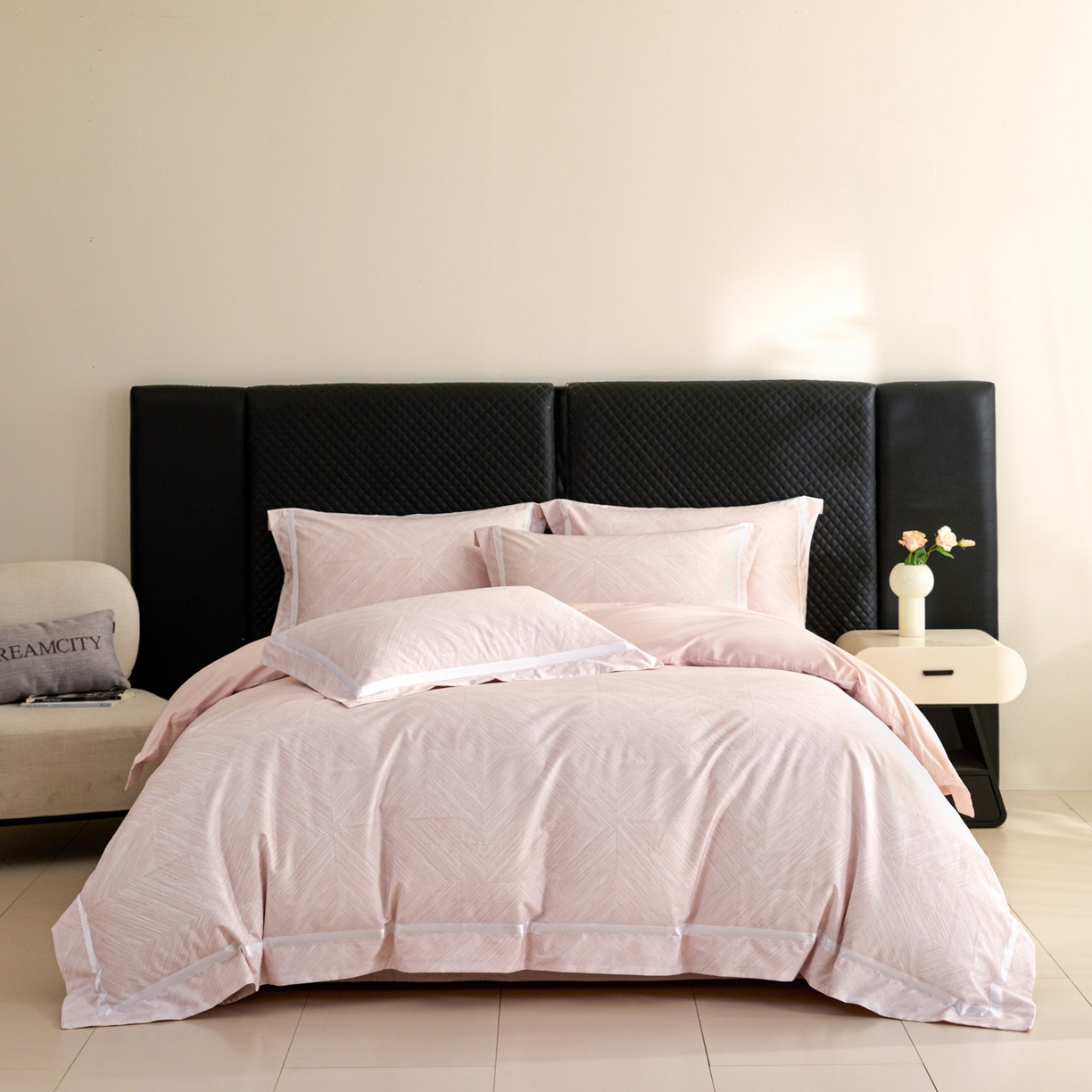 新方向 2026新款数码印花50s双股全棉贡缎长绒棉四件套-星河（严格控价 标准328元 加大348元） 星河-蔷薇粉