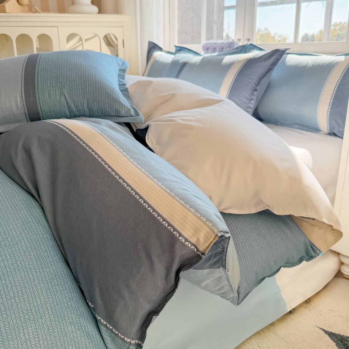 91家纺网 家纺一手货源 找家纺 赫然家纺 新款舒适柔软亲肤爆款芦荟棉四件套货源充足 悠悠时空