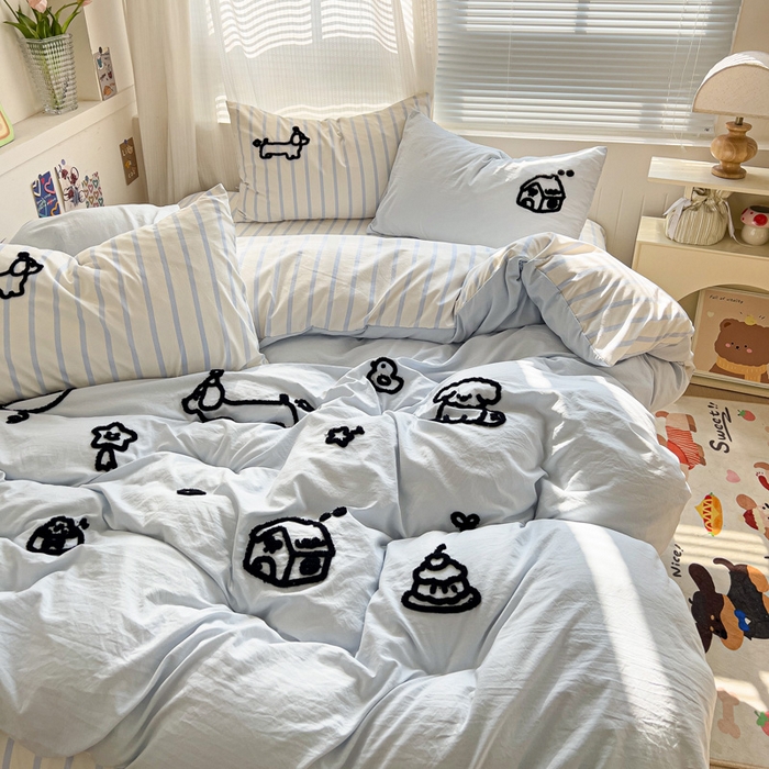 91家纺网 家纺一手货源 找家纺 （总）迪梦姿家纺 2026年新款水洗棉云朵棉毛巾绣四件套