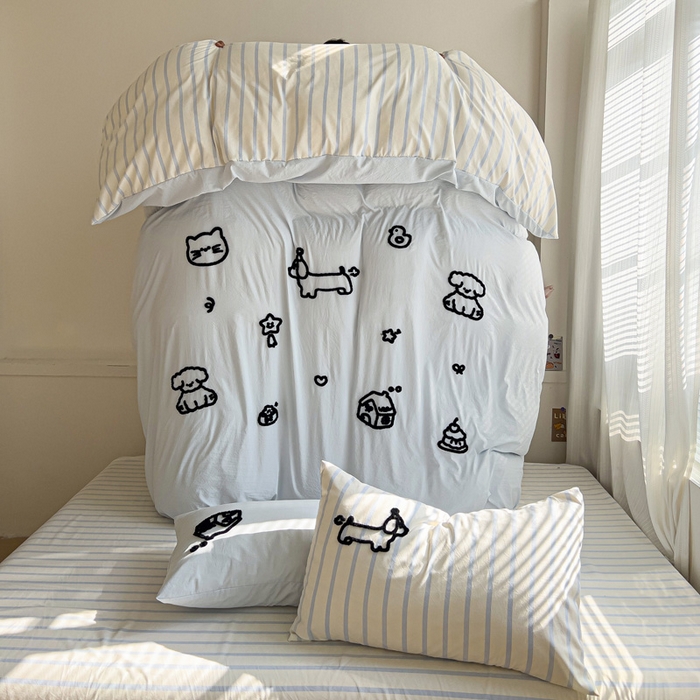 91家纺网 家纺一手货源 找家纺 （总）迪梦姿家纺 2026年新款水洗棉云朵棉毛巾绣四件套