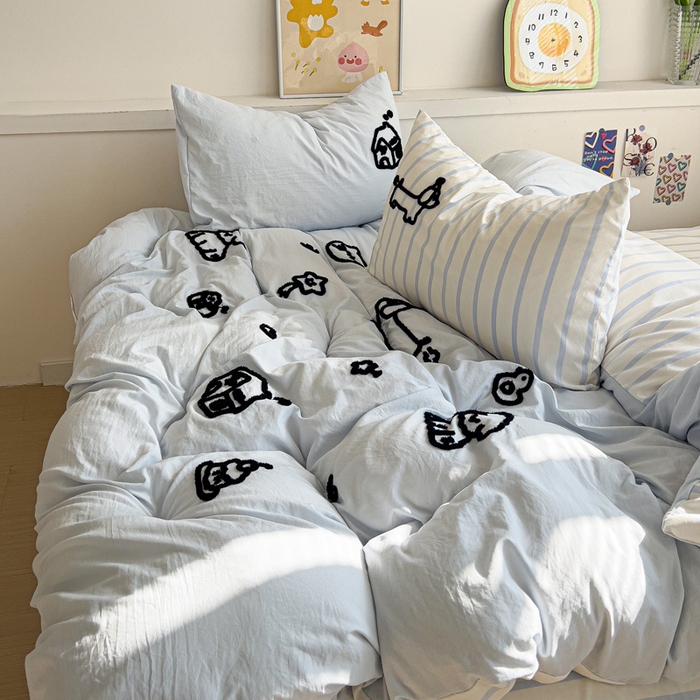 91家纺网 家纺一手货源 找家纺 （总）迪梦姿家纺 2026年新款水洗棉云朵棉毛巾绣四件套