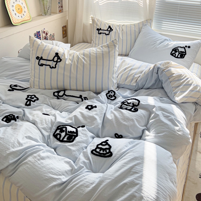 91家纺网 家纺一手货源 找家纺 （总）迪梦姿家纺 2026年新款水洗棉云朵棉毛巾绣四件套