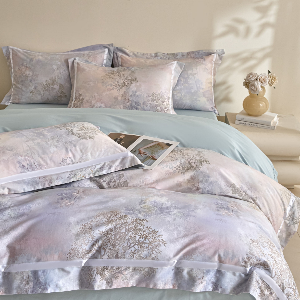 91家纺网 家纺一手货源 找家纺 （总）【控价】新方向 2026新款数码印花50s双股全棉贡缎长绒棉四件套-盛世