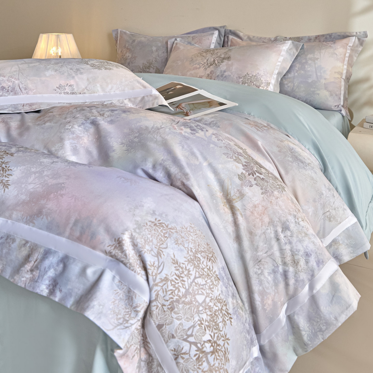 91家纺网 家纺一手货源 找家纺 （总）【控价】新方向 2026新款数码印花50s双股全棉贡缎长绒棉四件套-盛世