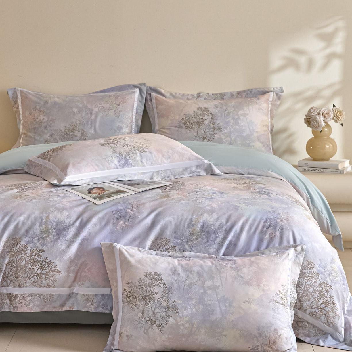 91家纺网 家纺一手货源 找家纺 （总）【控价】新方向 2026新款数码印花50s双股全棉贡缎长绒棉四件套-盛世