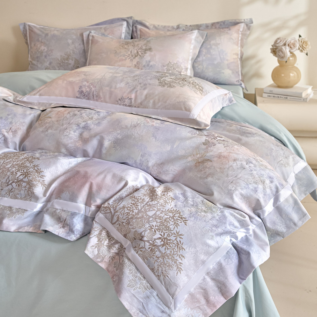 91家纺网 家纺一手货源 找家纺 新方向 【控价】2026新款数码印花50s双股全棉贡缎长绒棉四件套-盛世（严格控价 标准328元 加大348元） 盛世-星月蓝