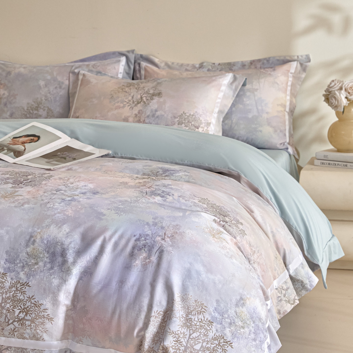 91家纺网 家纺一手货源 找家纺 新方向 【控价】2026新款数码印花50s双股全棉贡缎长绒棉四件套-盛世（严格控价 标准328元 加大348元） 盛世-星月蓝