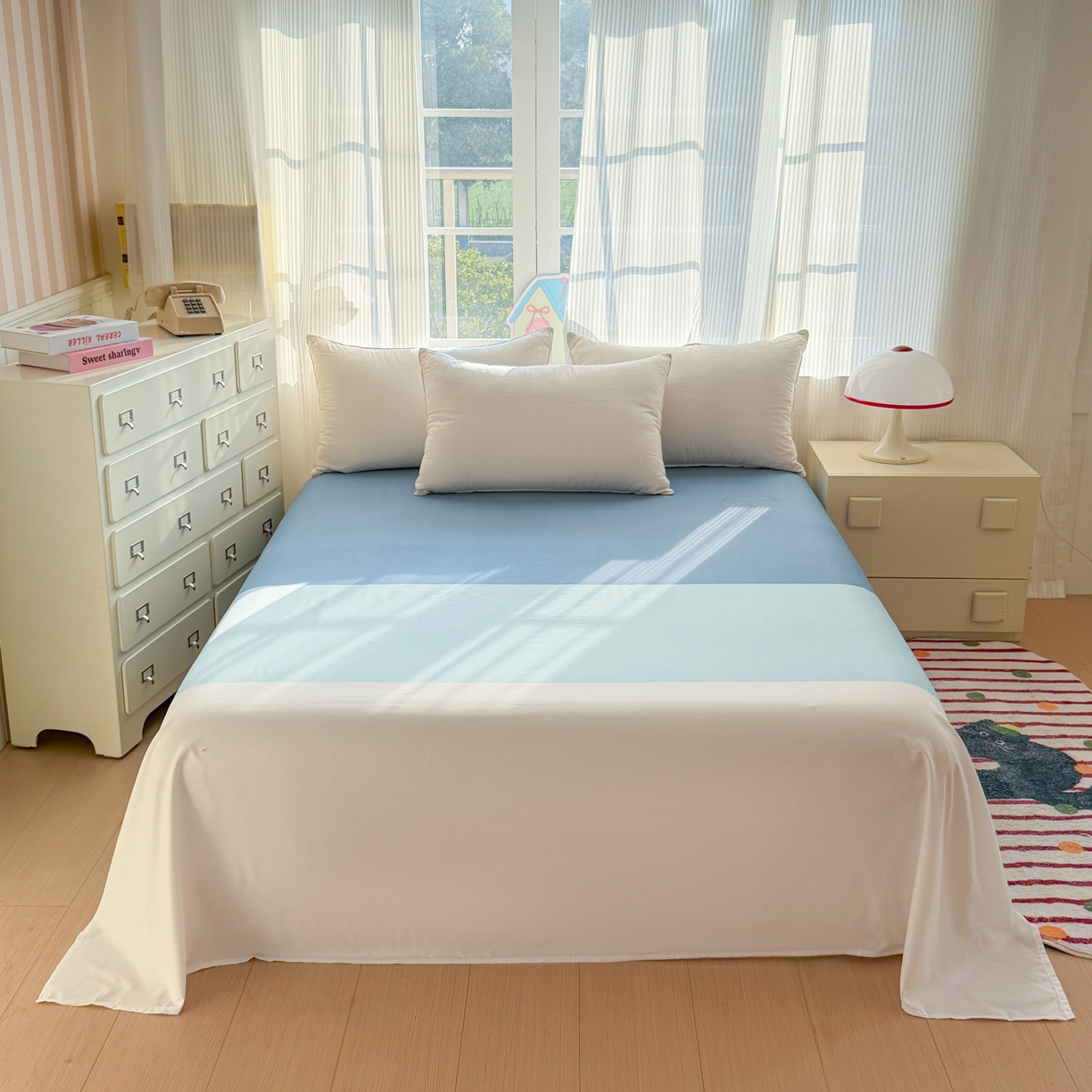 91家纺网 家纺一手货源 找家纺 赫然家纺 新款80g芦荟棉单品床单 江兰