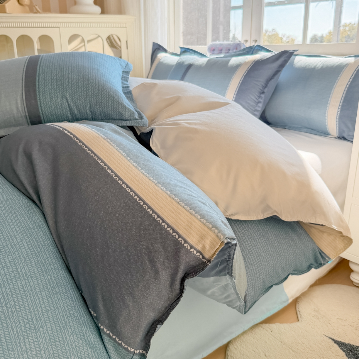 91家纺网 家纺一手货源 找家纺 赫然家纺 新款芦荟棉单品被套 悠悠时空