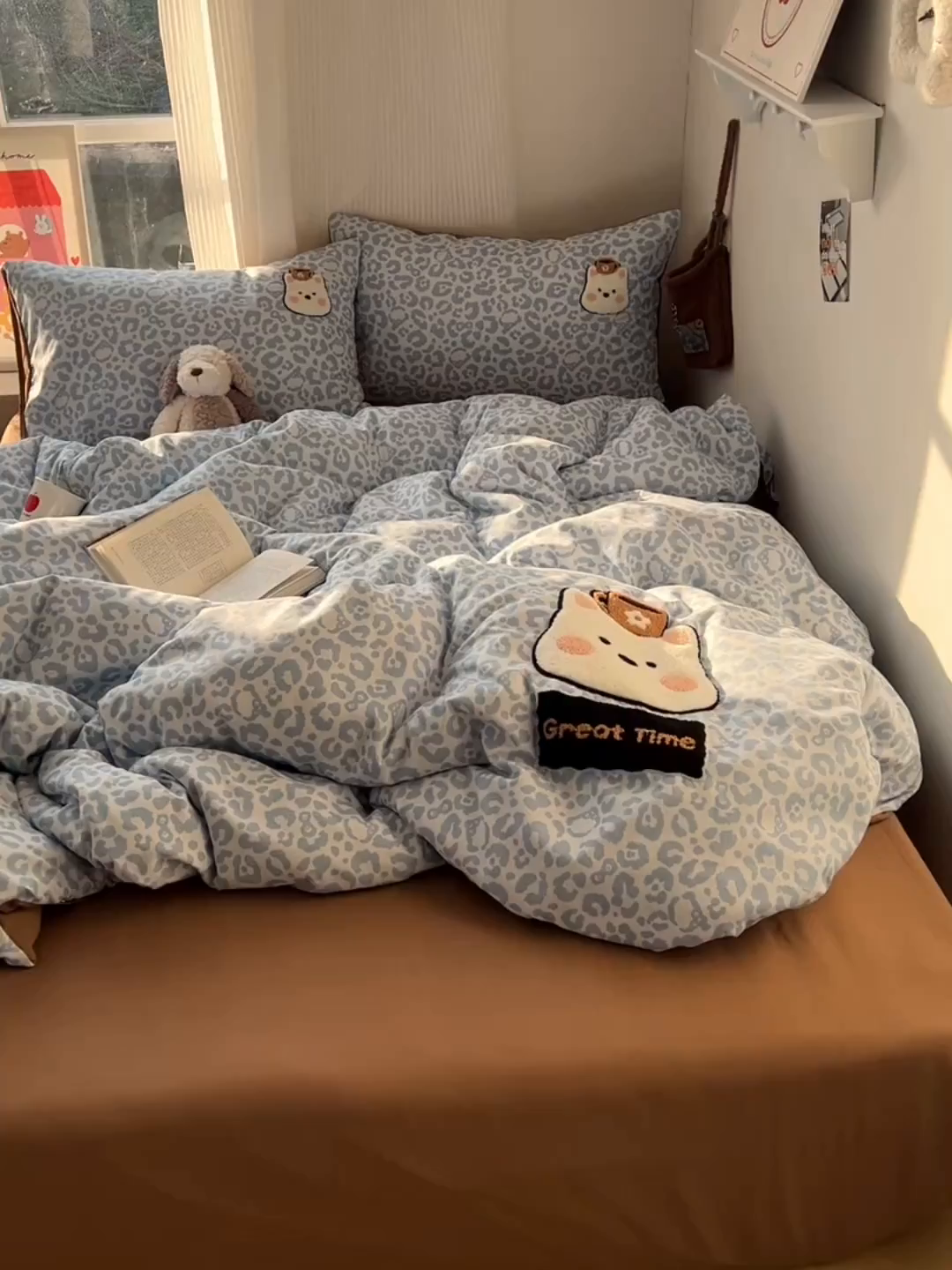 91家纺网 家纺一手货源 找家纺 沐芷 2026 【提供买家秀】水洗棉四件套毛巾绣A类仿棉床上用品床单被套三件套可爱小清新 毛巾绣-豹纹咖啡