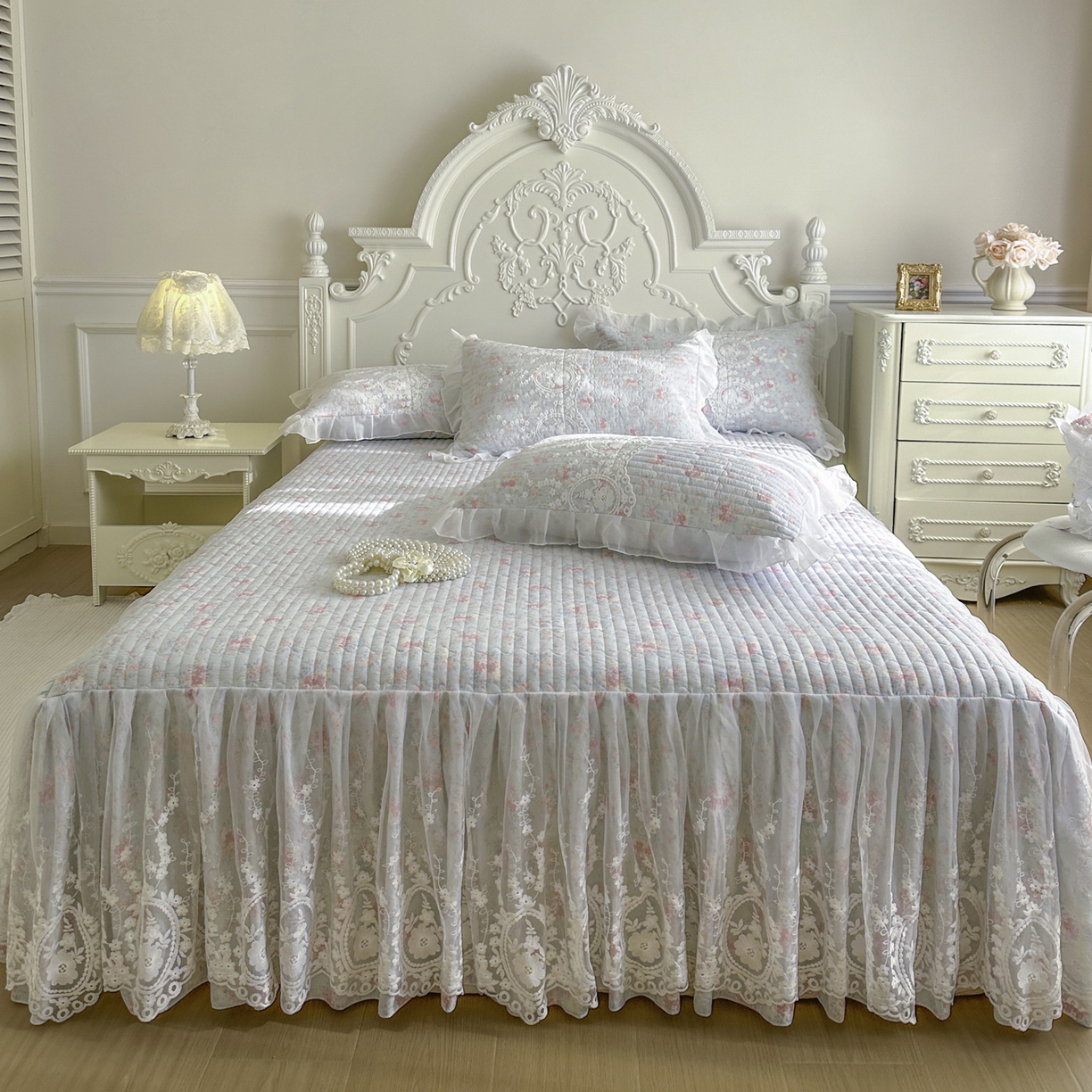 91家纺网 家纺一手货源 找家纺 恋尚 2026新款云感棉床笠式床裙（控价120元起） 迷雾清影