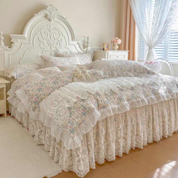 91家纺网 家纺一手货源 找家纺 恋尚 2026新款云感棉床笠式床裙四件套（控价225起） 安娜