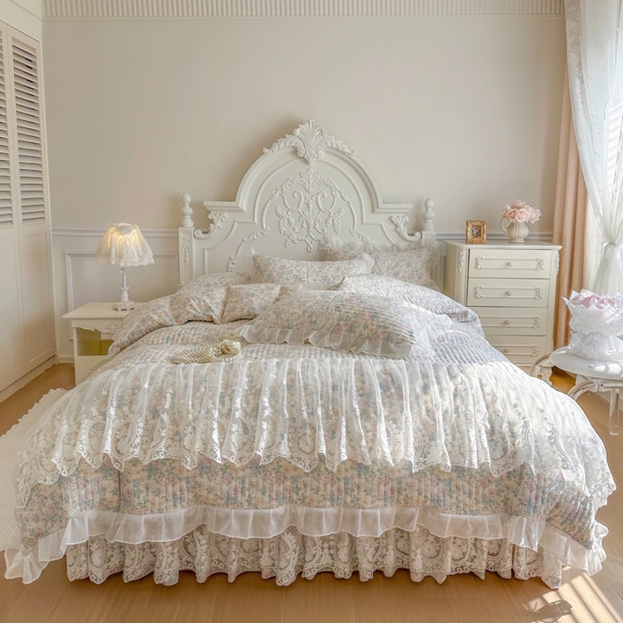 91家纺网 家纺一手货源 找家纺 恋尚 2026新款云感棉床笠式床裙四件套（控价225起） 安娜