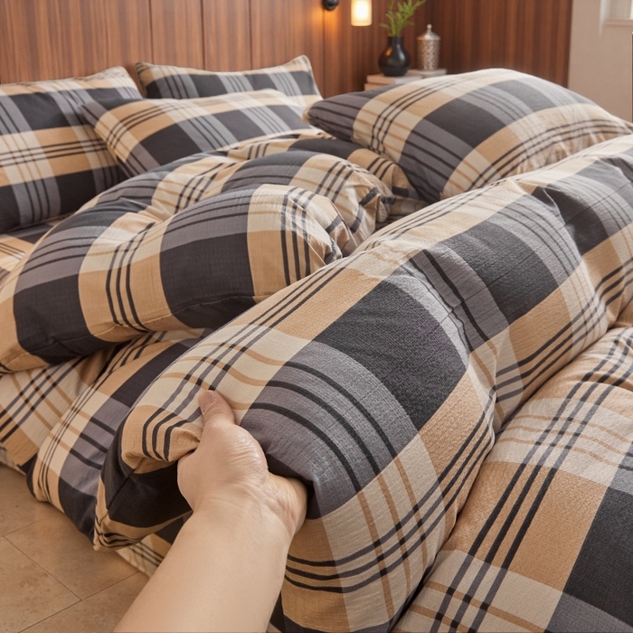 友承家纺 2026最新款双层纱水洗棉被套单件150x200x230被罩学生宿舍三件套四件套床上用品a类母婴 蓝调