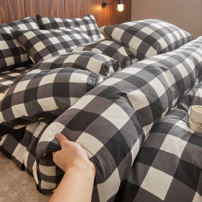 友承家纺 2026最新款双层纱水洗棉被套单件150x200x230被罩学生宿舍三件套四件套床上用品a类母婴 中意格