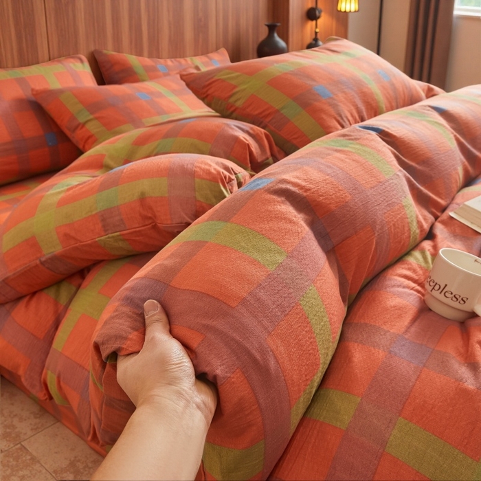 友承家纺 2026最新款双层纱水洗棉被套单件150x200x230被罩学生宿舍三件套四件套床上用品a类母婴 炫彩粉