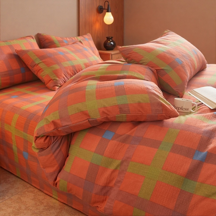 91家纺网 家纺一手货源 找家纺 友承家纺 2026最新款双层纱水洗棉被套单件150x200x230被罩学生宿舍三件套四件套床上用品a类母婴 炫彩粉