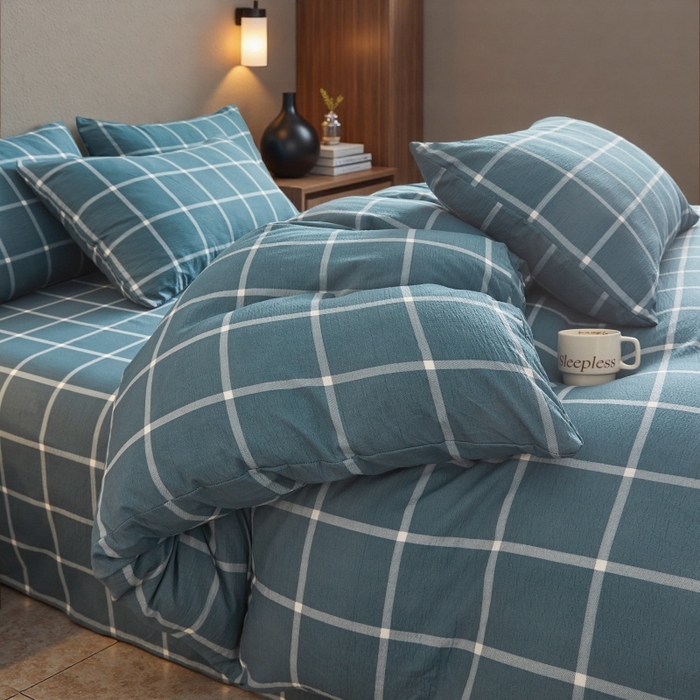 91家纺网 家纺一手货源 找家纺 友承家纺 2026最新款双层纱水洗棉被套单件150x200x230被罩学生宿舍三件套四件套床上用品a类母婴 米莱灰