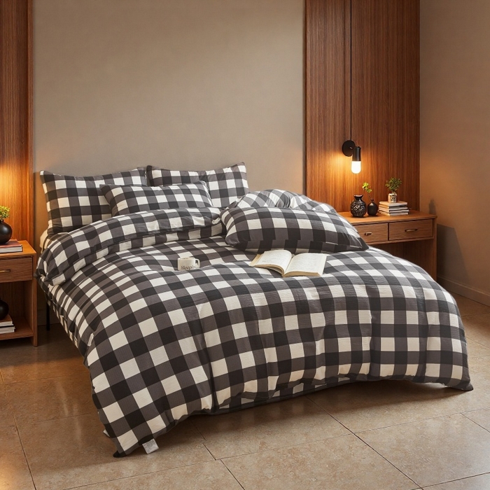 91家纺网 家纺一手货源 找家纺 友承家纺 2026最新款双层纱水洗棉被套单件150x200x230被罩学生宿舍三件套四件套床上用品a类母婴 中意格