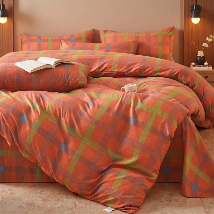 91家纺网 家纺一手货源 找家纺 友承家纺 2026最新款双层纱水洗棉被套单件150x200x230被罩学生宿舍三件套四件套床上用品a类母婴 炫彩粉