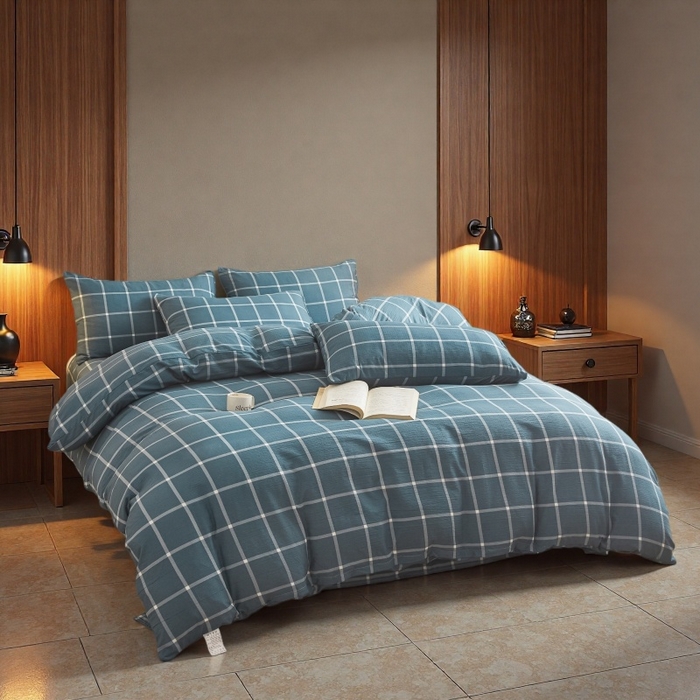 91家纺网 家纺一手货源 找家纺 友承家纺 2026最新款双层纱水洗棉被套单件150x200x230被罩学生宿舍三件套四件套床上用品a类母婴 米莱灰