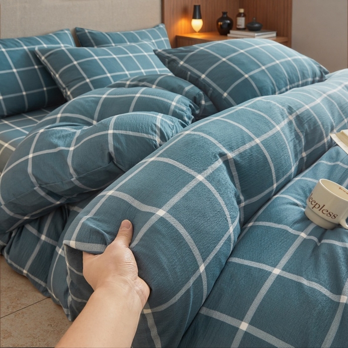 友承家纺 2026最新款双层纱水洗棉被套单件150x200x230被罩学生宿舍三件套四件套床上用品a类母婴 米莱灰