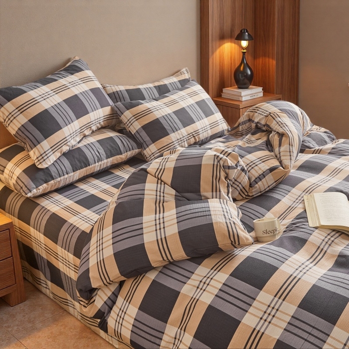 91家纺网 家纺一手货源 找家纺 友承家纺 2026最新款双层纱水洗棉被套单件150x200x230被罩学生宿舍三件套四件套床上用品a类母婴 蓝调