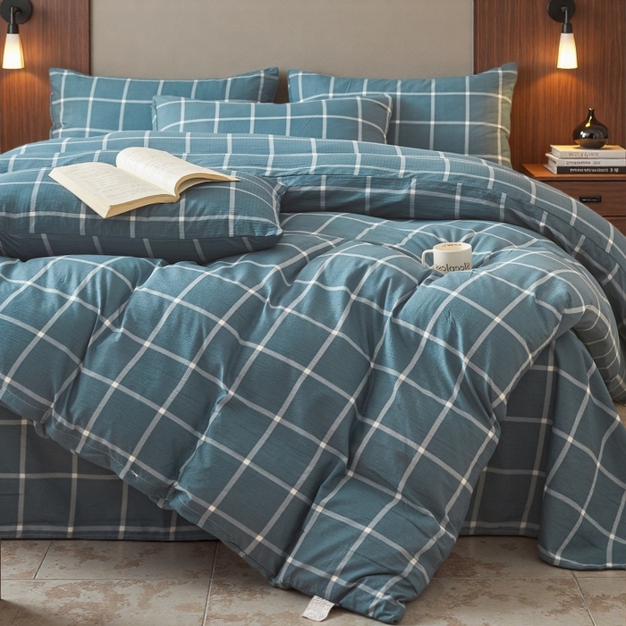 91家纺网 家纺一手货源 找家纺 友承家纺 2026最新款双层纱水洗棉被套单件150x200x230被罩学生宿舍三件套四件套床上用品a类母婴 米莱灰