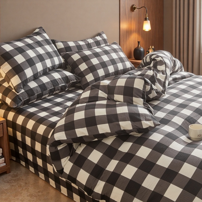 91家纺网 家纺一手货源 找家纺 友承家纺 2026最新款双层纱水洗棉被套单件150x200x230被罩学生宿舍三件套四件套床上用品a类母婴 中意格