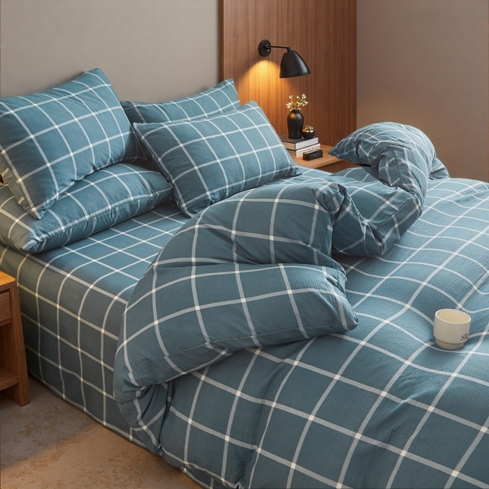 91家纺网 家纺一手货源 找家纺 友承家纺 2026最新款双层纱水洗棉被套单件150x200x230被罩学生宿舍三件套四件套床上用品a类母婴 米莱灰