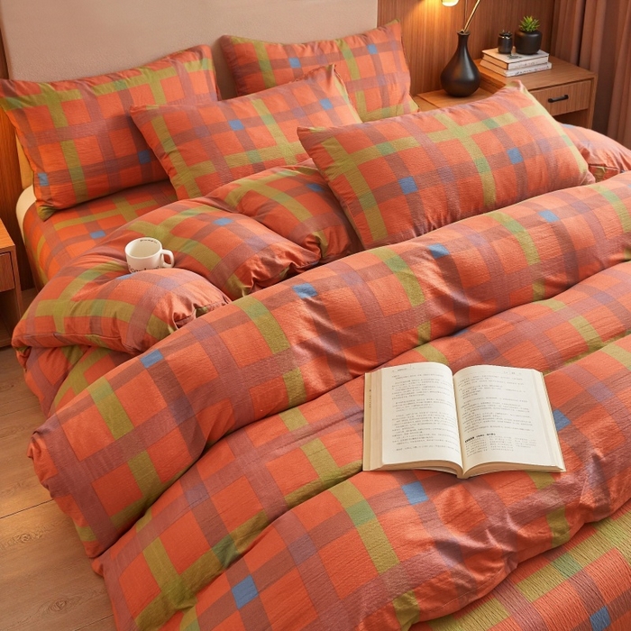 91家纺网 家纺一手货源 找家纺 友承家纺 2026最新款双层纱水洗棉被套单件150x200x230被罩学生宿舍三件套四件套床上用品a类母婴 炫彩粉