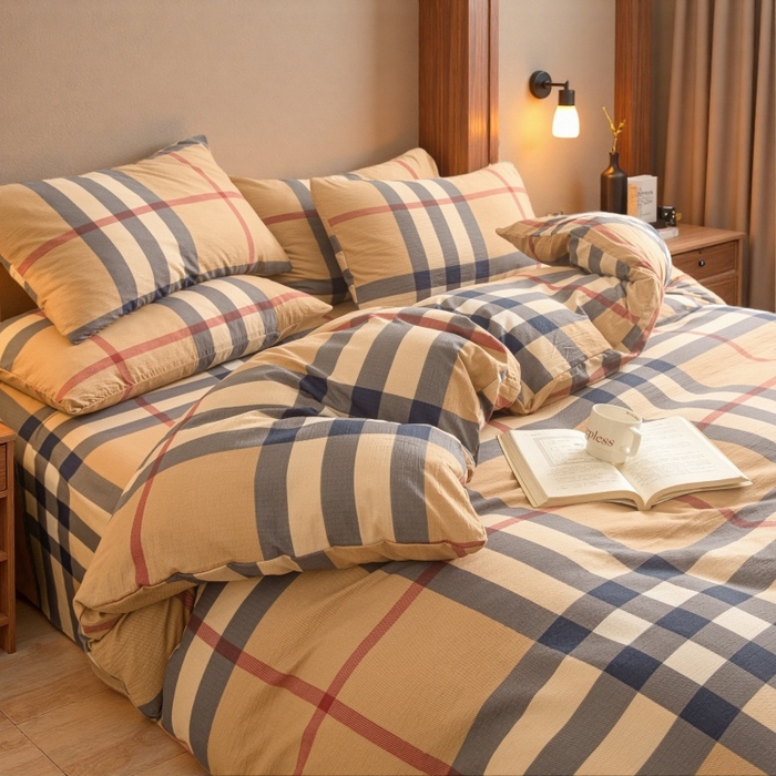 91家纺网 家纺一手货源 找家纺 友承家纺 2026最新款双层纱水洗棉被套单件150x200x230被罩学生宿舍三件套四件套床上用品a类母婴 宝利小格