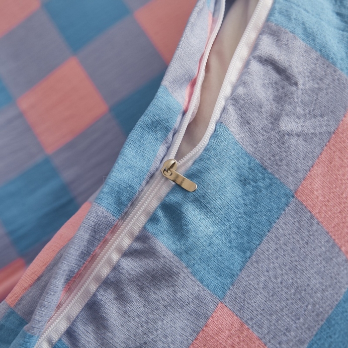 91家纺网 家纺一手货源 找家纺 友承家纺 2026最新款双层纱水洗棉被套单件150x200x230被罩学生宿舍三件套四件套床上用品a类母婴 蓝彩格