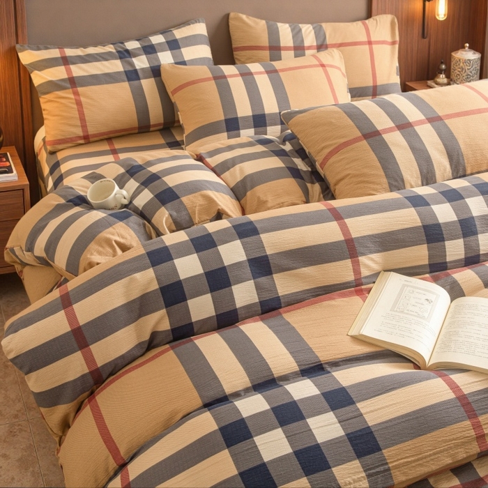 91家纺网 家纺一手货源 找家纺 友承家纺 2026最新款双层纱水洗棉被套单件150x200x230被罩学生宿舍三件套四件套床上用品a类母婴 宝利小格