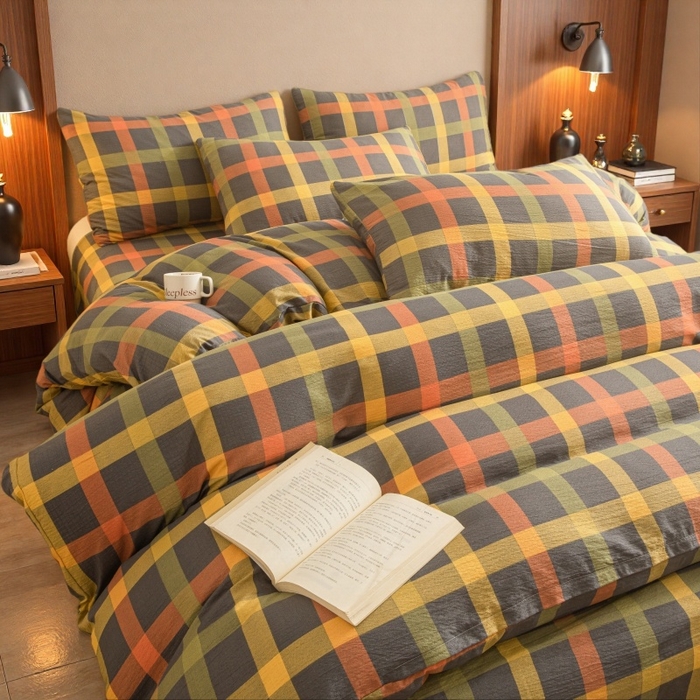 91家纺网 家纺一手货源 找家纺 友承家纺 2026最新款双层纱水洗棉被套单件150x200x230被罩学生宿舍三件套四件套床上用品a类母婴 炫彩格