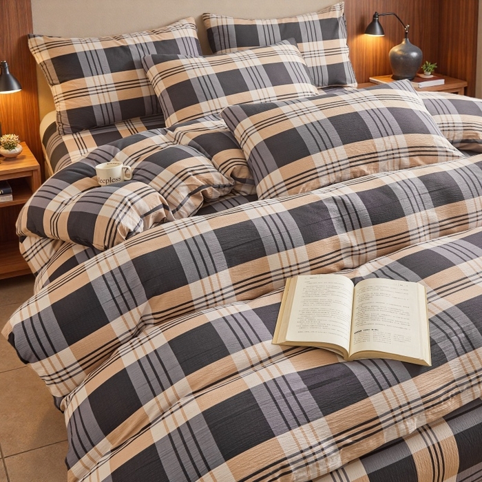 91家纺网 家纺一手货源 找家纺 友承家纺 2026最新款双层纱水洗棉被套单件150x200x230被罩学生宿舍三件套四件套床上用品a类母婴 蓝调