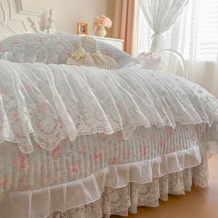 91家纺网 家纺一手货源 找家纺 恋尚 2026新款云感棉床笠式床裙四件套（控价225起） 迷雾清影