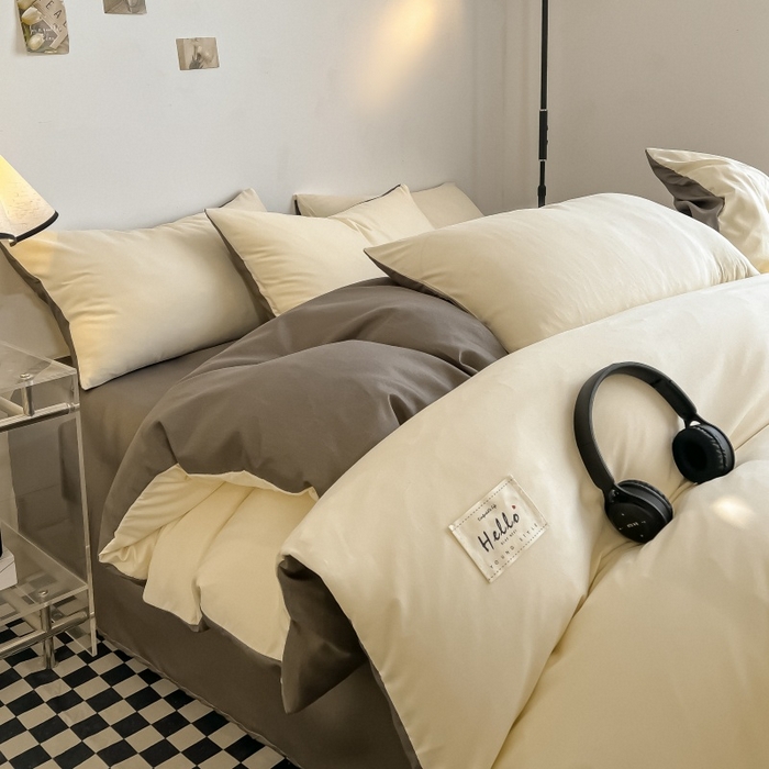 91家纺网 家纺一手货源 找家纺 （总）友承家纺 2026新款四件套磨毛床单被套被罩简约纯色学生宿舍水洗棉3三件套床上用品4被套单件四季单独被罩