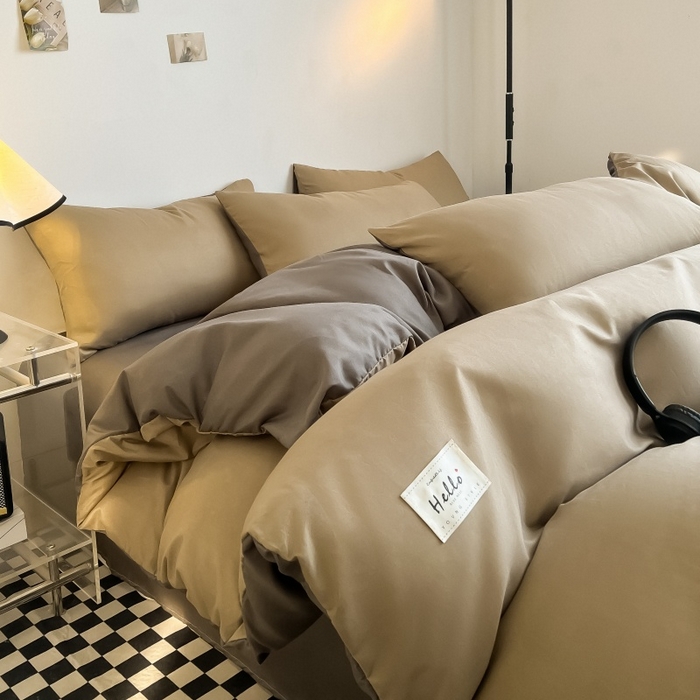 91家纺网 家纺一手货源 找家纺 （总）友承家纺 2026新款四件套磨毛床单被套被罩简约纯色学生宿舍水洗棉3三件套床上用品4被套单件四季单独被罩