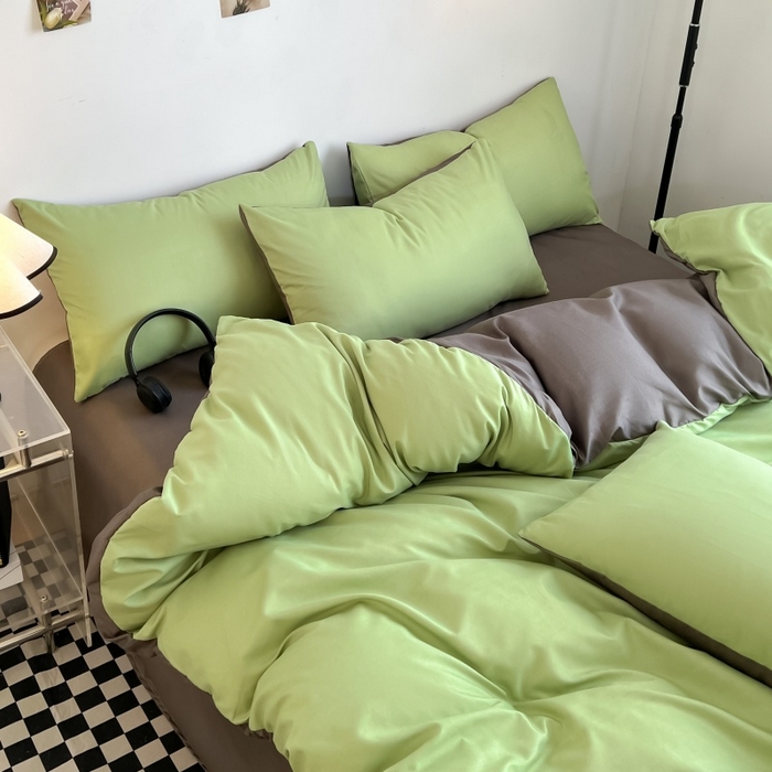 91家纺网 家纺一手货源 找家纺 友承家纺 2026新款四件套磨毛床单被套被罩简约纯色学生宿舍水洗棉3三件套床上用品4被套单件四季单独被罩 抹茶绿