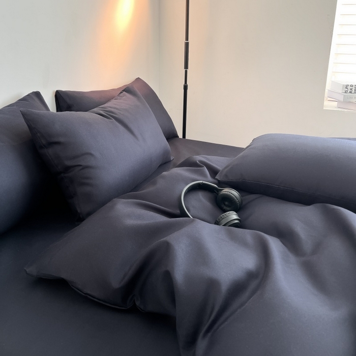 91家纺网 家纺一手货源 找家纺 友承家纺 2026新款四件套磨毛床单被套被罩简约纯色学生宿舍水洗棉3三件套床上用品4被套单件四季单独被罩 藏青