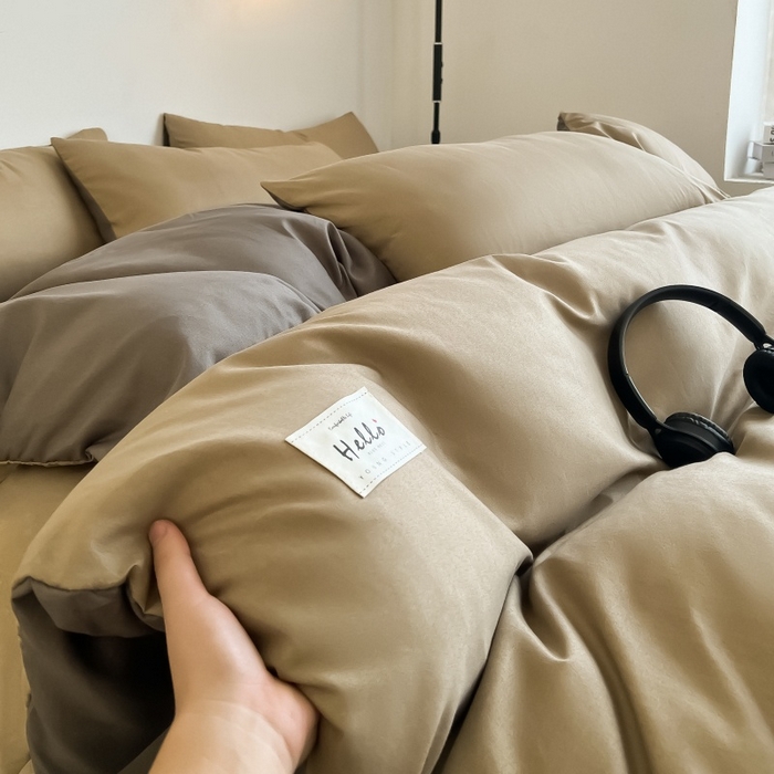 91家纺网 家纺一手货源 找家纺 友承家纺 2026新款四件套磨毛床单被套被罩简约纯色学生宿舍水洗棉3三件套床上用品4被套单件四季单独被罩 浅玉