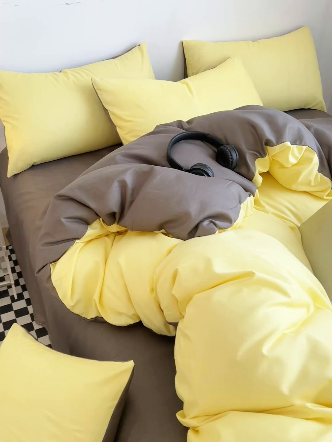 91家纺网 家纺一手货源 找家纺 友承家纺 2026新款四件套磨毛床单被套被罩简约纯色学生宿舍水洗棉3三件套床上用品4被套单件四季单独被罩 奶油黄