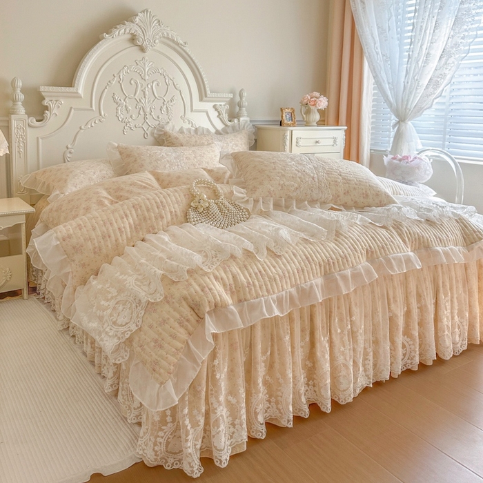 91家纺网 家纺一手货源 找家纺 恋尚 2026新款云感棉床笠式床裙四件套（控价225起） 茜茜