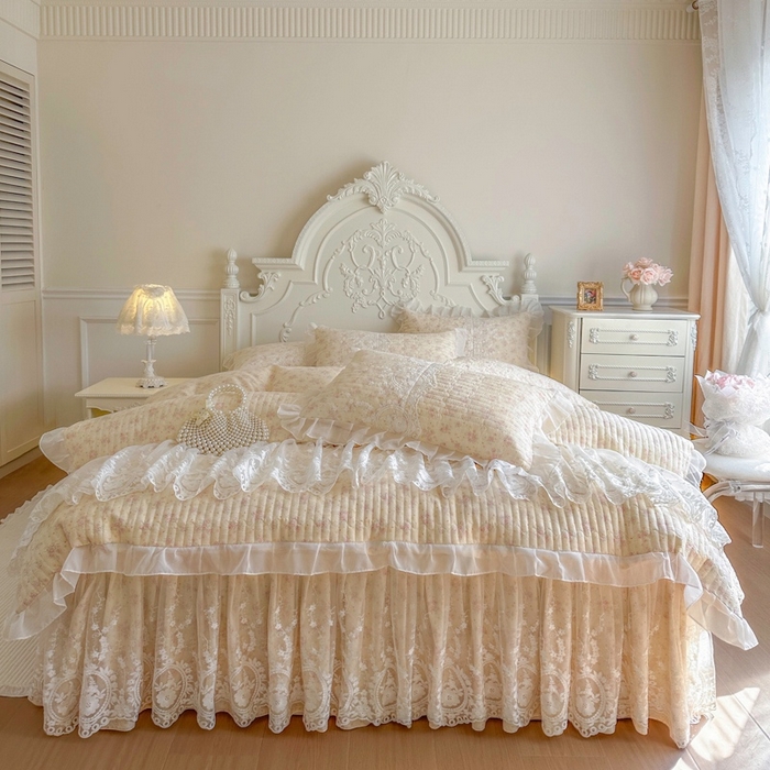 91家纺网 家纺一手货源 找家纺 恋尚 2026新款云感棉床笠式床裙四件套（控价225起） 茜茜