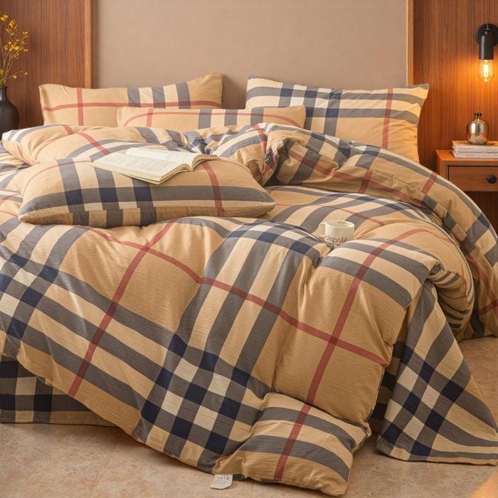 91家纺网 家纺一手货源 找家纺 （总）友承家纺 2026最新款水洗棉无印风双层纱木棉四件套被套床单卧室床上用品学生宿舍被罩三件套床单枕套